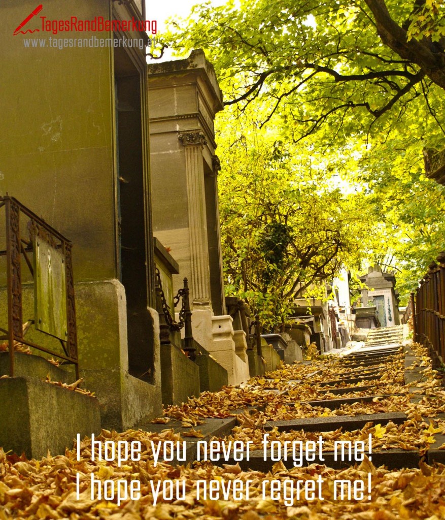 I hope you never forget me! I hope you never regret me!