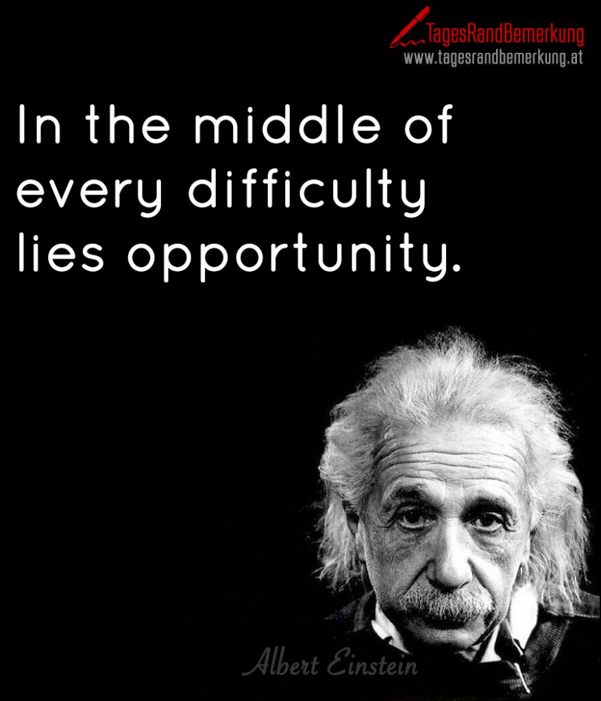In the middle of  every difficulty lies opportunity.