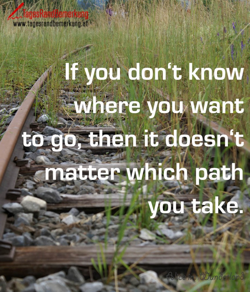 If you don‘t knowwhere you want to go, then it doesn‘t matter which path you take.