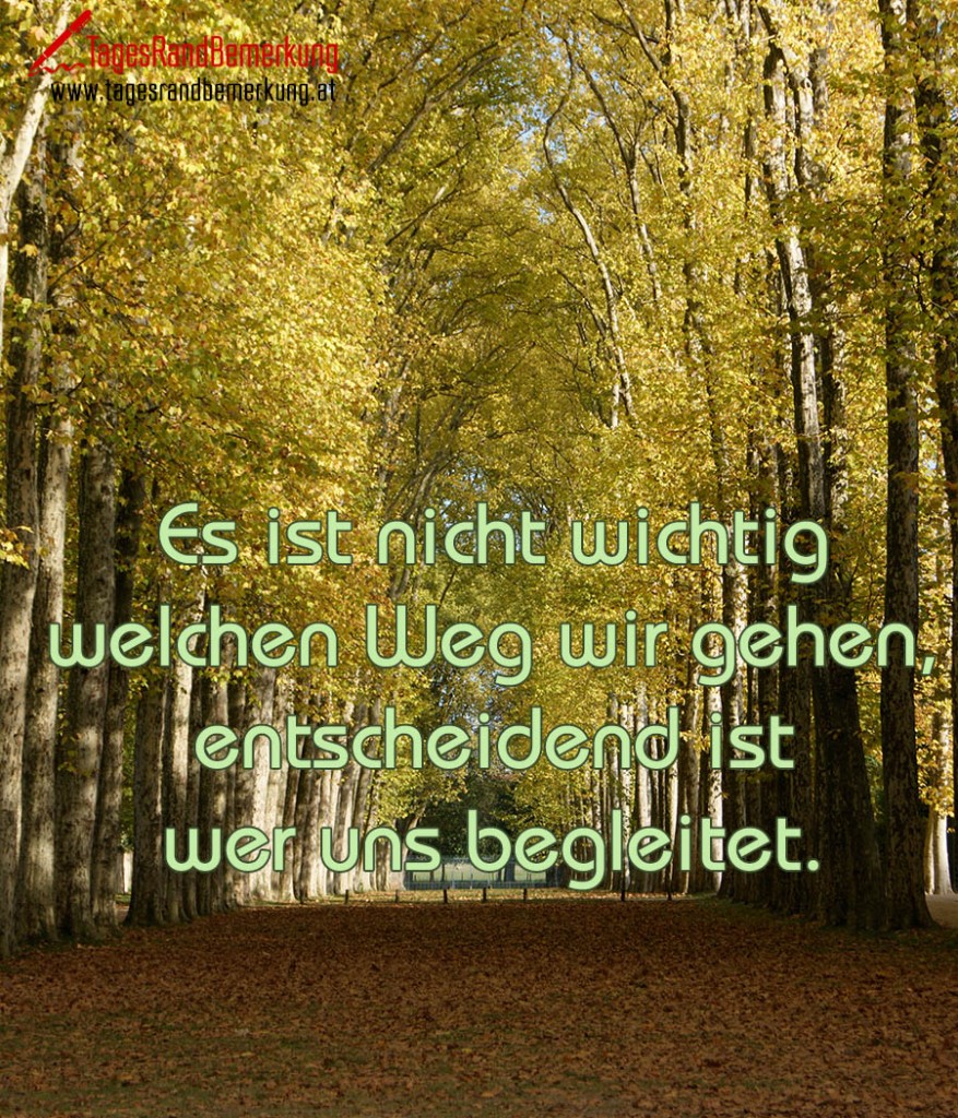 Es ist nicht wichtig welchen Weg wir gehen, entscheidend ist wer uns begleitet.