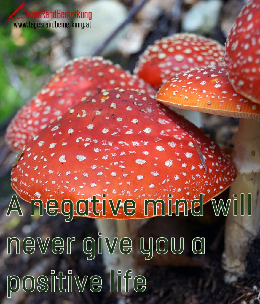 A negative mind will never give you a positive life