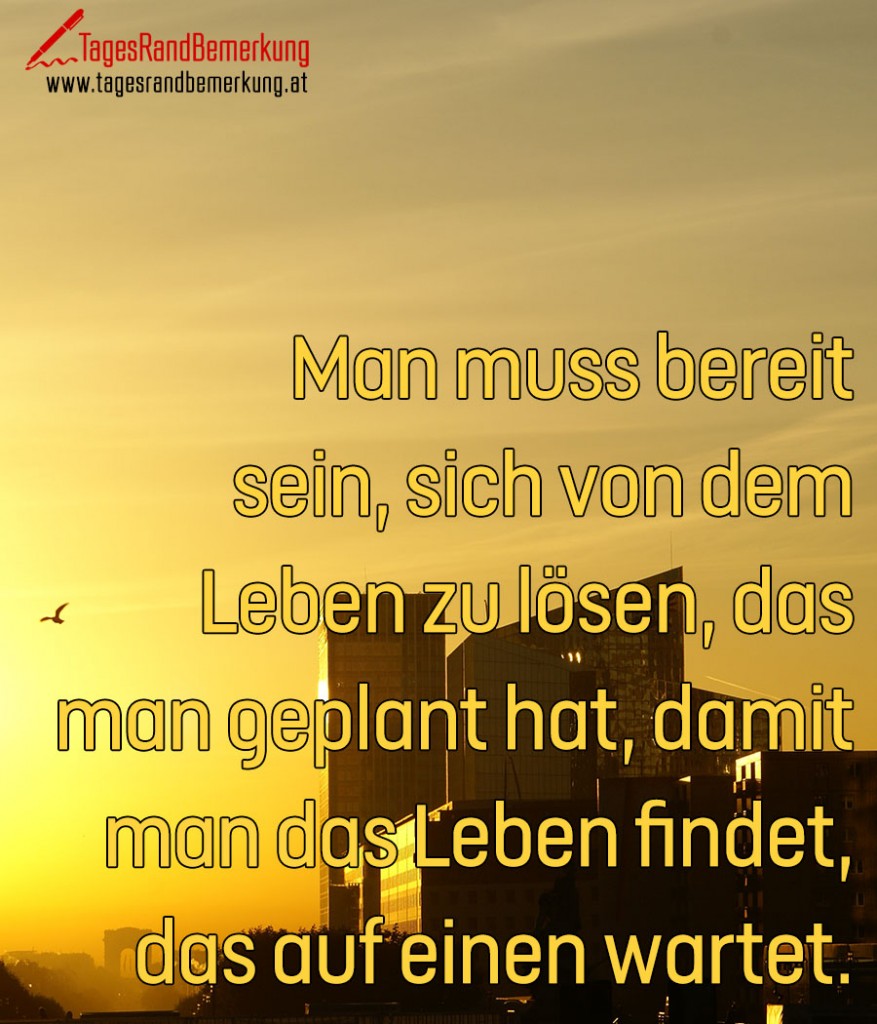 Man muss bereit sein, sich von dem Leben zu lösen, das man geplant hat, damit man das Leben findet, das auf einen wartet.