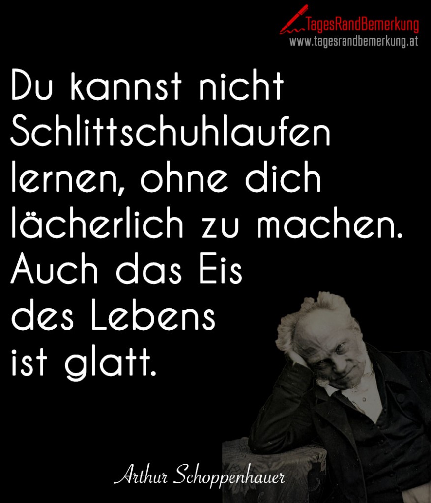 Du kannst nicht Schlittschuhlaufen lernen, ohne dich lächerlich zu machen. Auch das Eis des Lebens ist glatt.