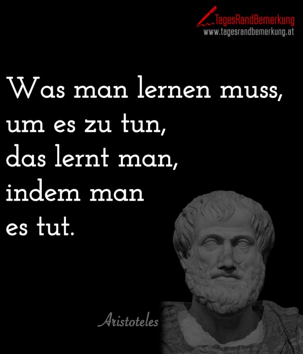 Was man lernen muss, um es zu tun, das lernt man, indem man es tut