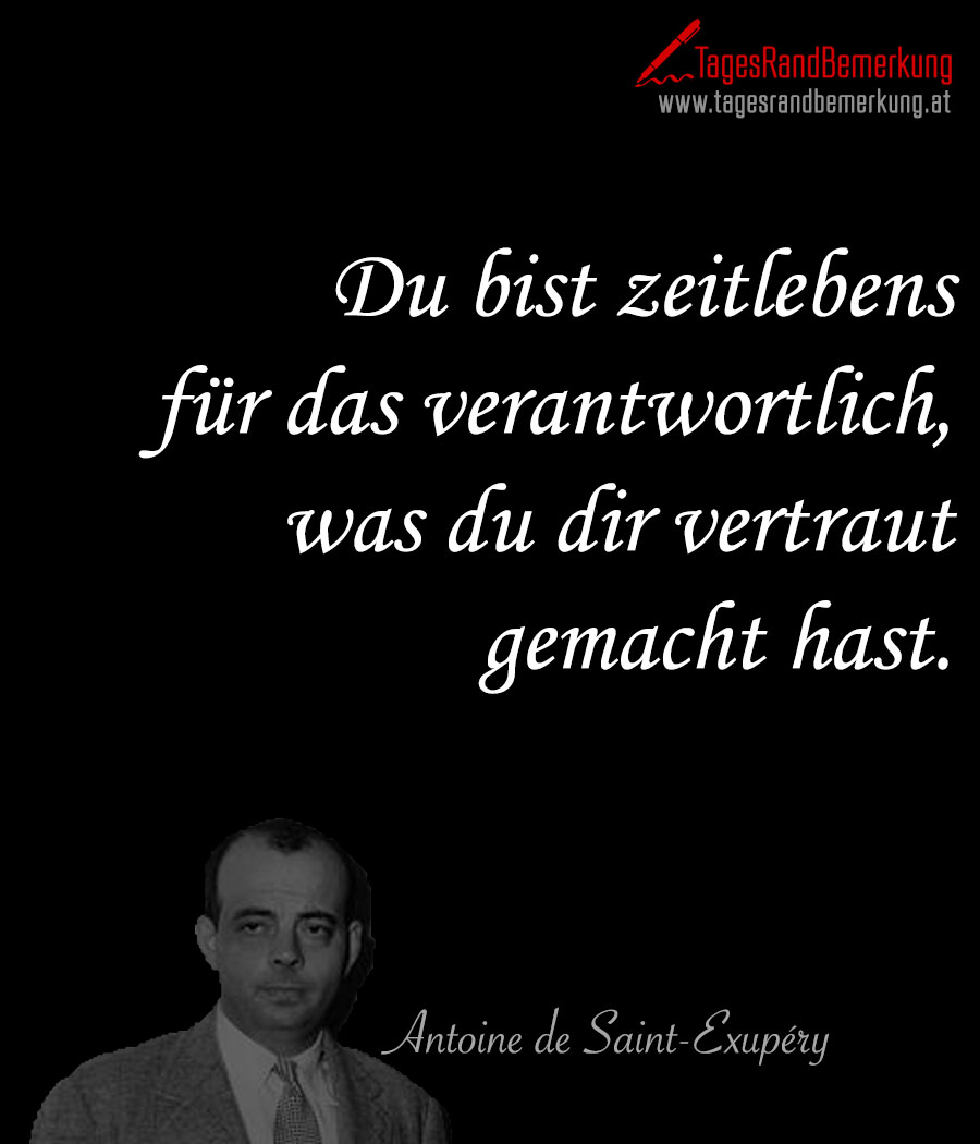 Du bist zeitlebens für das verantwortlich, was du dir vertraut gemacht hast.
