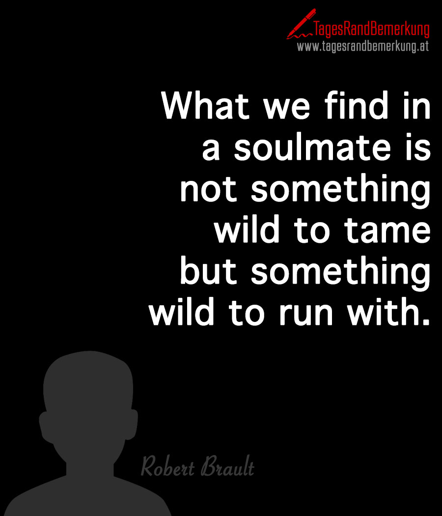 What we find in a soulmate is not something wild to tame but something wild to run with.