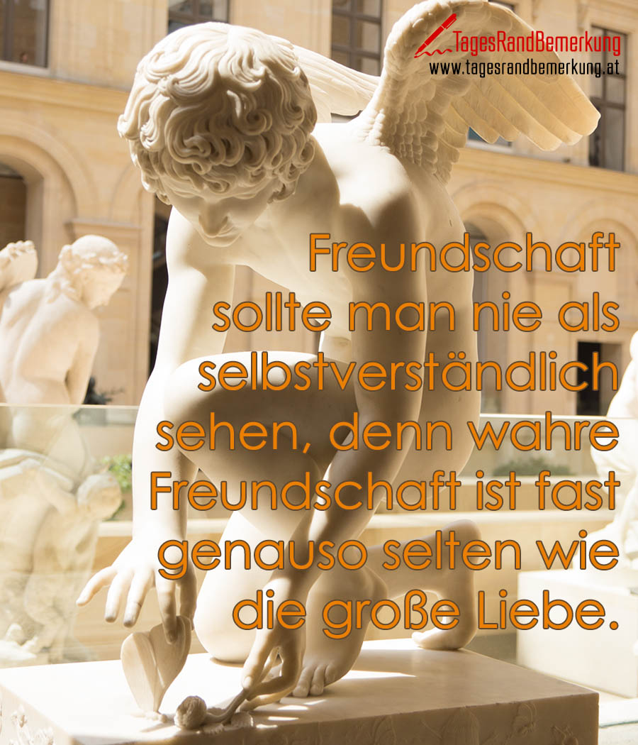 Freundschaft sollte man nie als selbstverständlich sehen, denn wahre Freundschaft ist fast genauso selten wie die große Liebe.