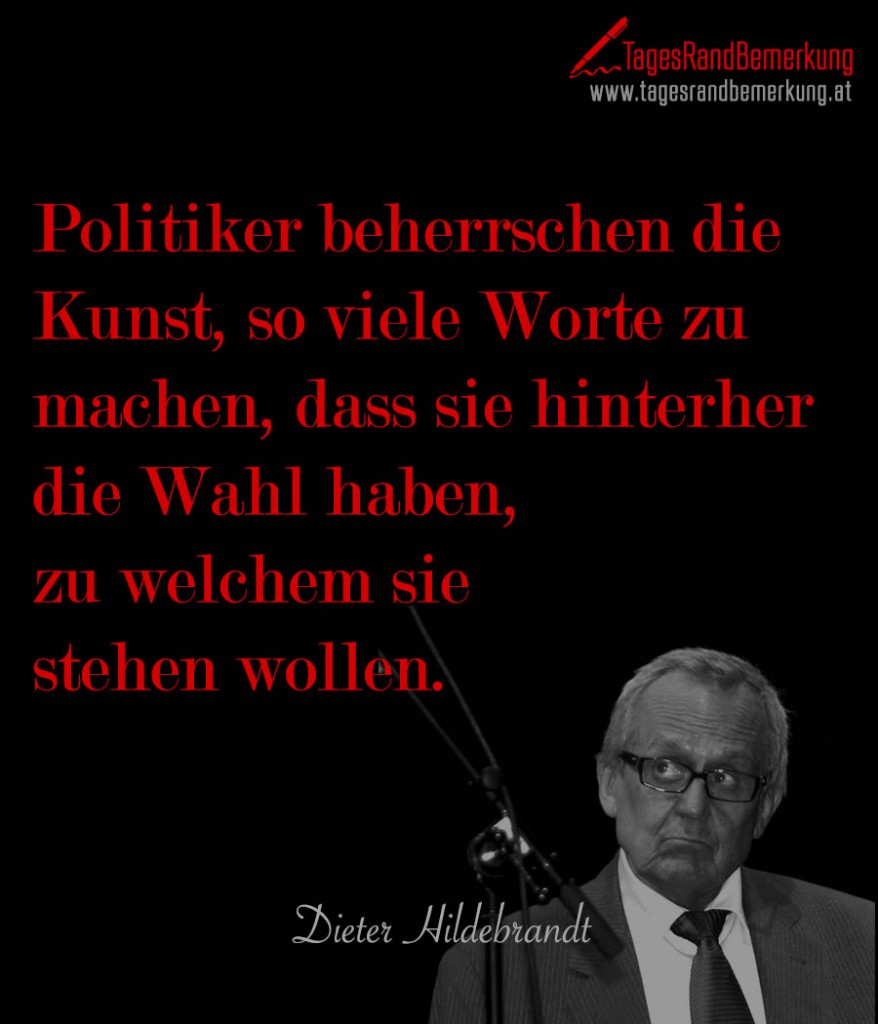 Politiker beherrschen die Kunst, so viele Worte zu machen, dass sie