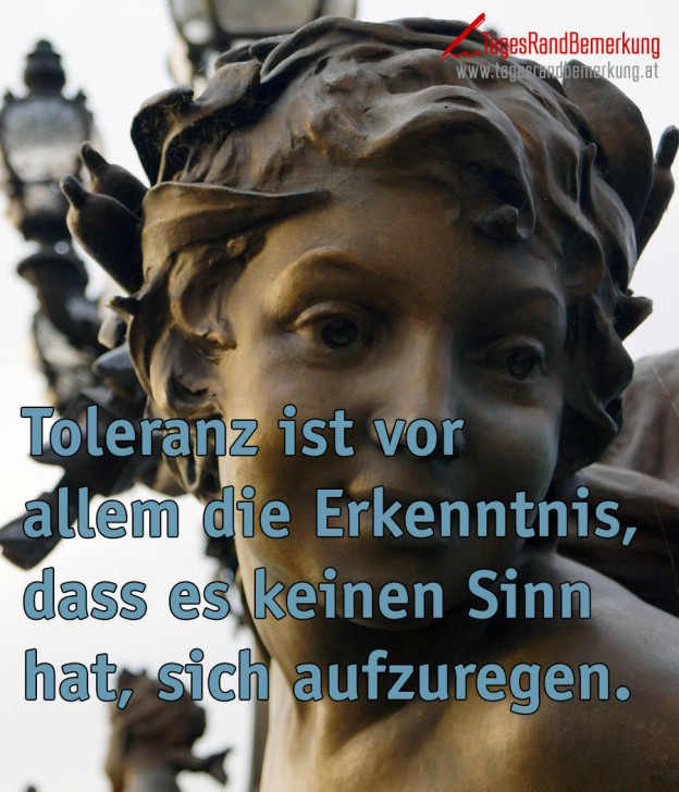 Toleranz ist vor allem die Erkenntnis, dass es keinen Sinn hat, sich
