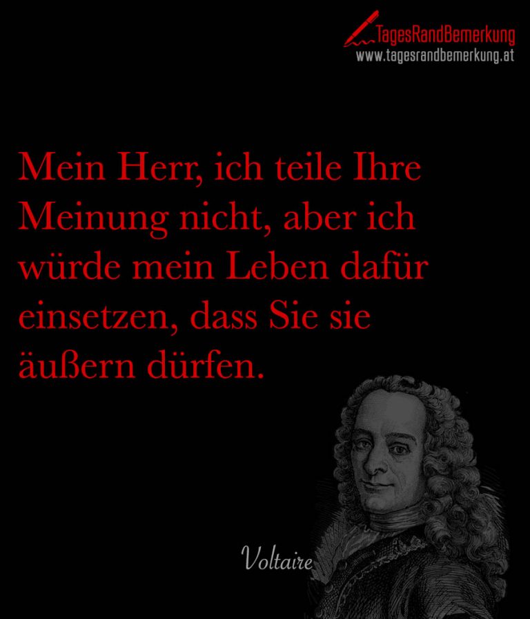 Mein Herr, ich teile Ihre Meinung nicht, aber ich würde mein Leben