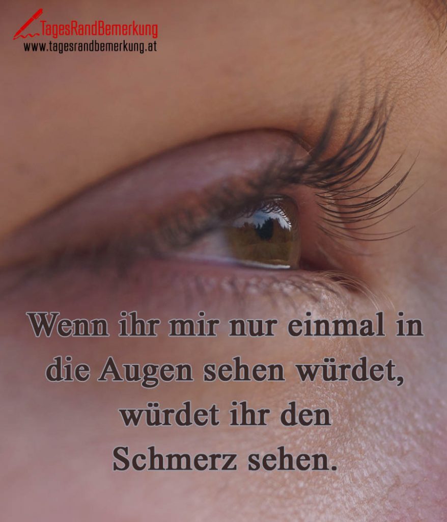 Wenn ihr mir nur einmal in die Augen sehen würdet, würdet ihr den