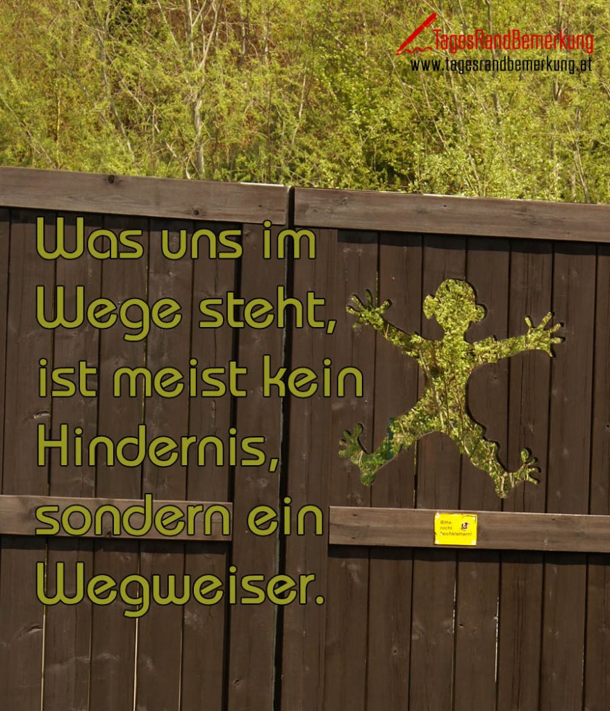 Was uns im Wege steht, ist meist kein Hindernis, sondern ein Wegweiser. Zitat von Die