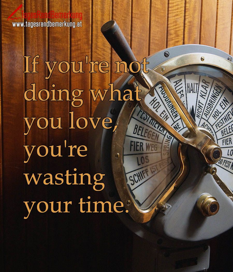 If you're not doing what you love, you're wasting your time.