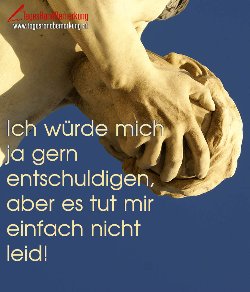 Ich würde mich ja gern entschuldigen, aber es tut mir einfach nicht