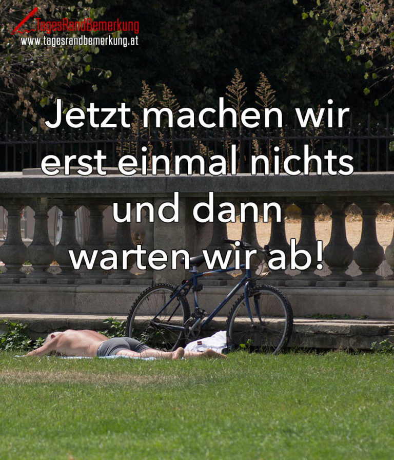Jetzt machen wir erst einmal nichts und dann warten wir ab! Zitat von