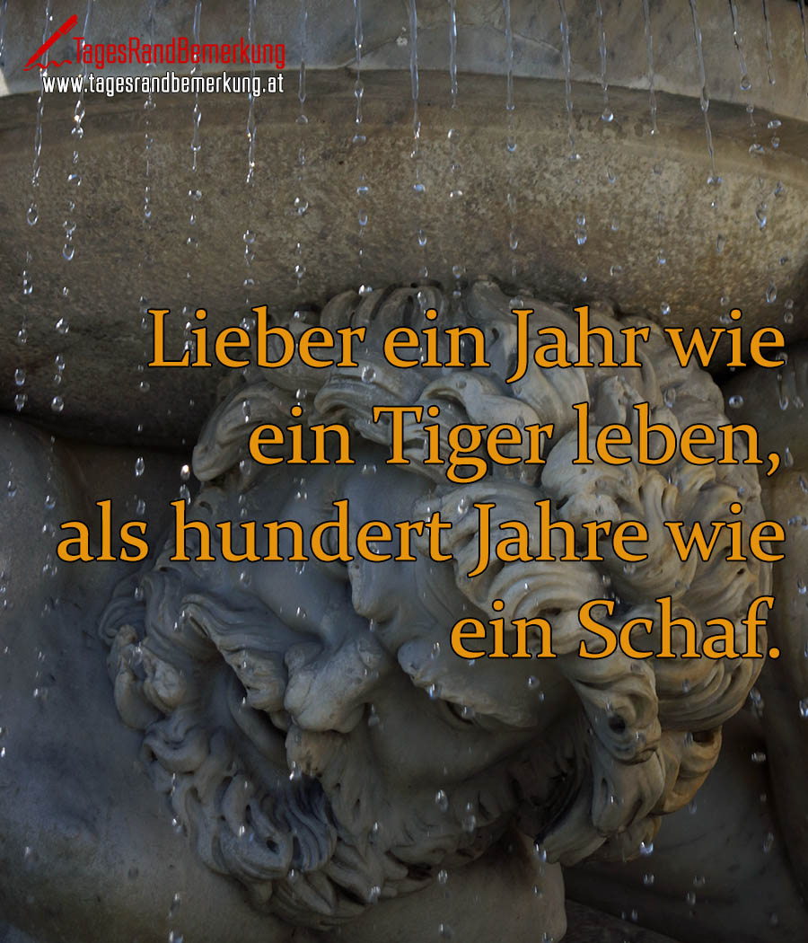 Lieber Ein Jahr Wie Ein Tiger Leben Als Hundert Jahre Wie Ein Schaf