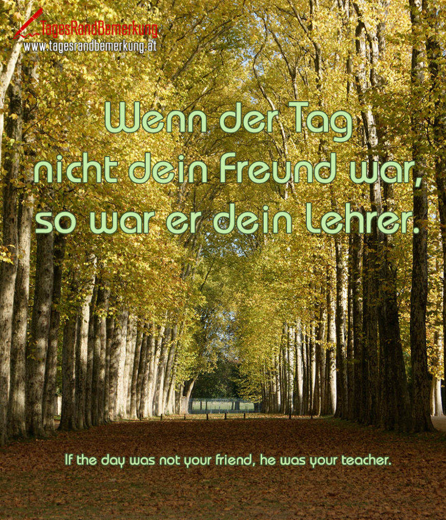 Wenn der Tag nicht dein Freund war, so war er dein Lehrer. Zitat von